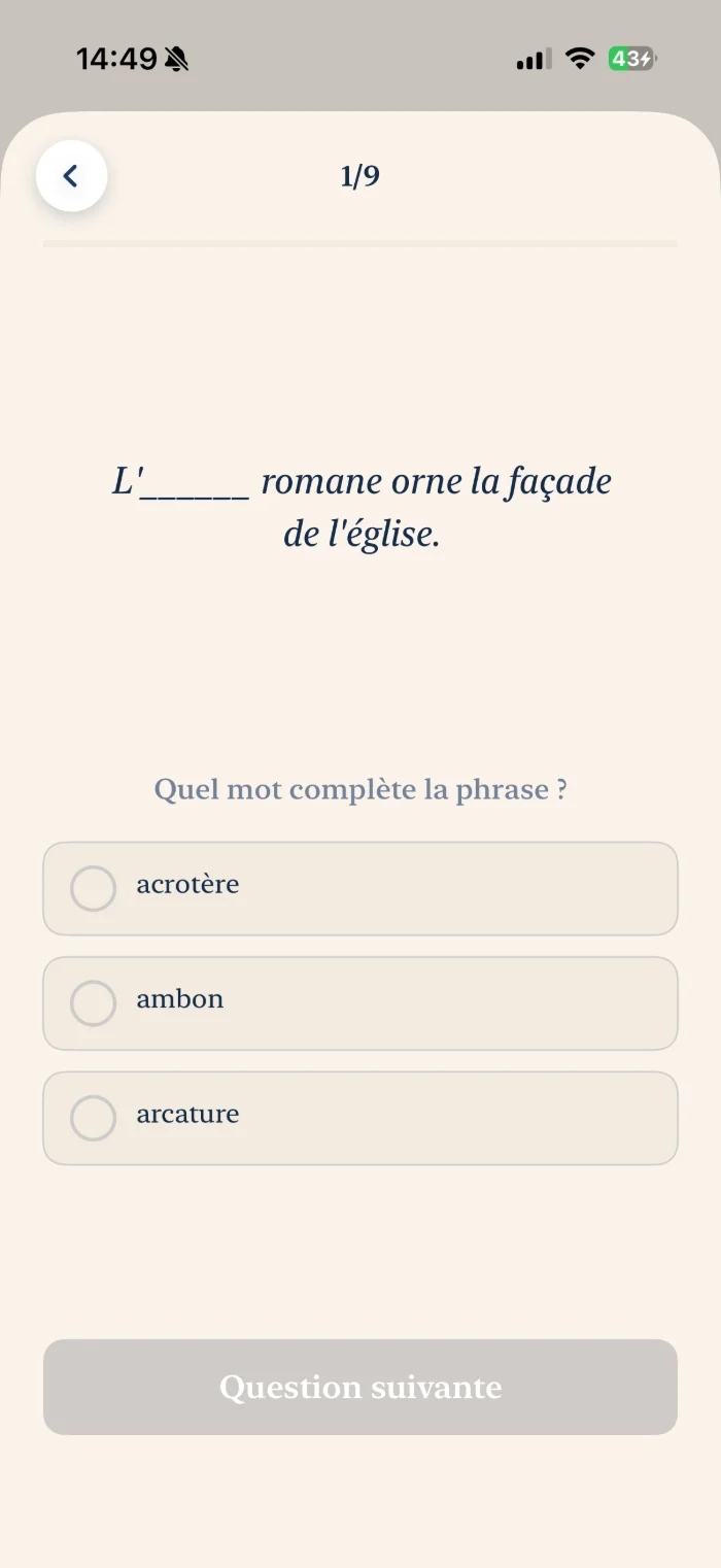 Quiz : une question en cours